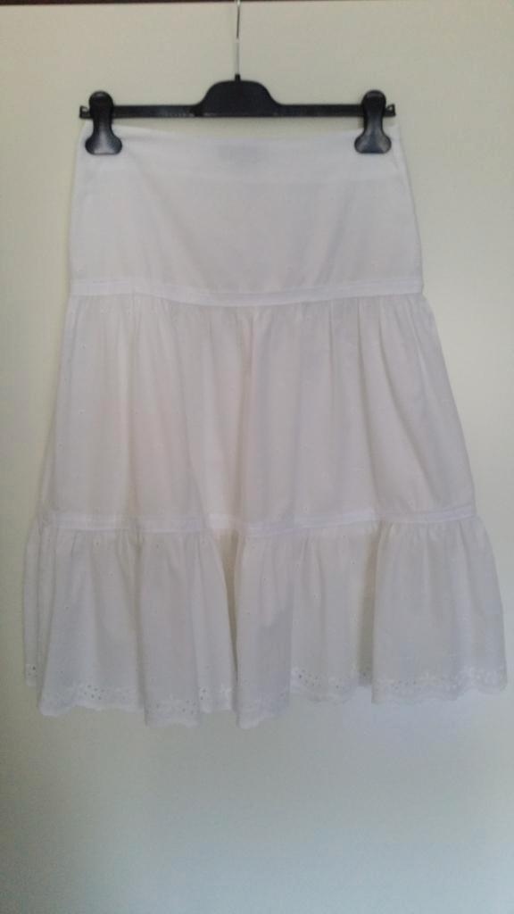 Scapa rok wit met stroken broderie, Kleding | Dames, Rokken, Zo goed als nieuw, Maat 36 (S), Wit, Knielengte, Ophalen of Verzenden
