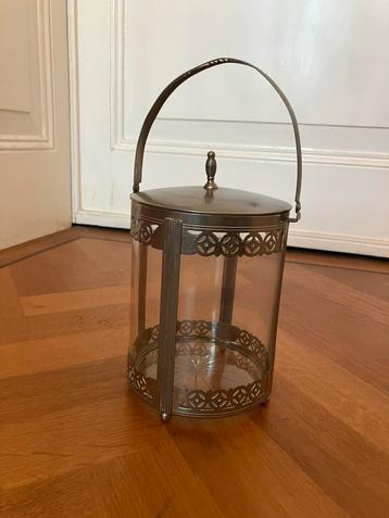 Art Deco Bonbonnière metaal en geslepen glas beschikbaar voor biedingen