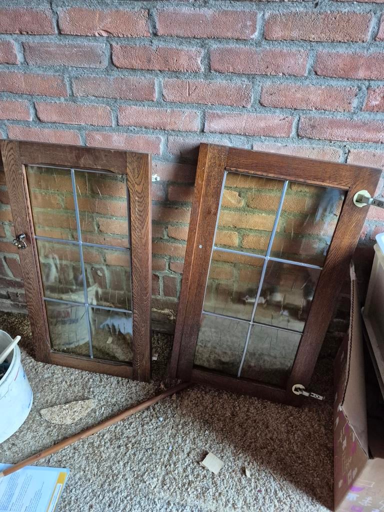 Twee glas in lood deurtjes, Ophalen, Gebruikt, Minder dan 80 cm, Overige typen