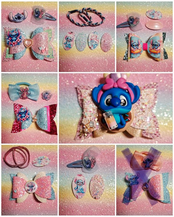 Haarstrikken Stitch handgemaakt, Kinderen en Baby's, Kindermode-accessoires, Nieuw, Ophalen of Verzenden