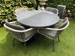 Ronde graniet tuintafel met 4 stoelen, Ophalen, 4 zitplaatsen, Nieuw, Wicker
