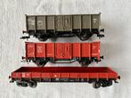 3x Fleischmann SNCF & DB open goederen wagons, Gebruikt, Gelijkstroom, Fleischmann, Wagon