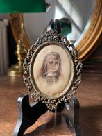 Miniatuur zijde lijstje messing lijst brocant, Ophalen of Verzenden
