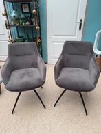 2 grijze eetkamerstoelen met draaivoet, Ophalen, Gebruikt, Twee, Stof