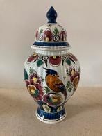 Dekselvaas Delft polychroom 24 cm incl deksel, Antiek en Kunst, Antiek | Vazen, Ophalen