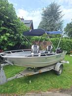 Te koop aluminium Qwest visboot met 20pk mercury, Watersport en Boten, Ophalen, 10 tot 30 pk, Gebruikt, Aluminium