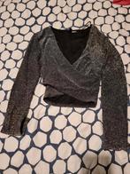 Glitter crop top met lange mouwen, Zwart, Ophalen of Verzenden, Zo goed als nieuw, Lange mouw