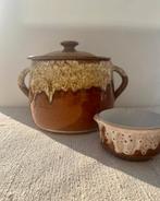 Vintage pot met deksel bruin geglazuurd, Keramiek, Ophalen of Verzenden, X, Overige stijlen