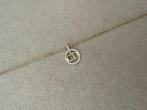 Gouden petite letter bedel ketting met strass 18k verguld, Ophalen of Verzenden, Nieuw, Goud, Met strass