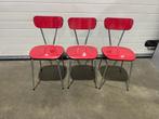 3x Retro formica stoelen in rood - 77cm hoogte van zitting, Ophalen, Drie, Zo goed als nieuw, Retro