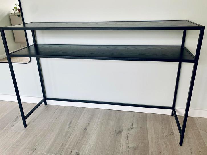 Sidtable (nieuw!) zwart met staal, Huis en Inrichting, Tafels | Sidetables, Nieuw, 25 tot 50 cm, 100 tot 150 cm, Rechthoekig, Metaal