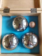 Set jeu de boule ballen in houten draagkistje, Sport en Fitness, Bowlen, Ophalen of Verzenden, Zo goed als nieuw