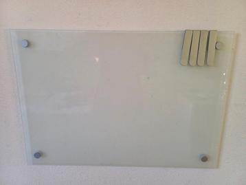 glazen memobord - Whiteboard 45 x60 notitieklemmen en houder