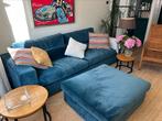 Bank blauw velvet van Decor Amsterdam, Ophalen, Zo goed als nieuw