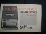 1x HANDLEIDING  cassetterecorder Crowncorder CTR-9001  1970, Audio, Tv en Foto, Ophalen of Verzenden