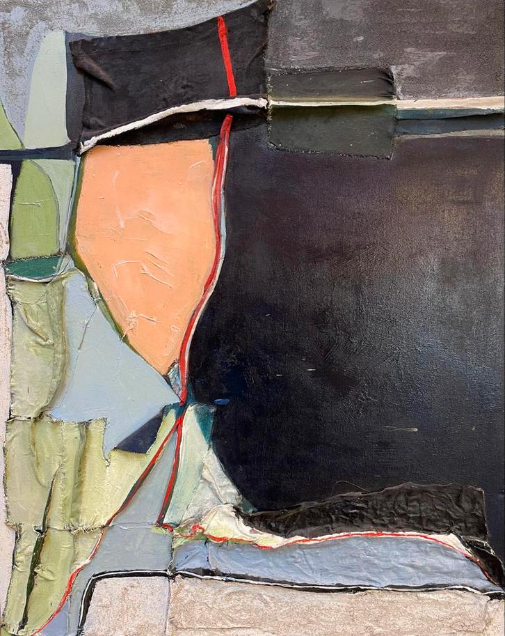 Abstract schilderij van Gerda Onnes .t.e.a.b. 100-80 cm, Antiek en Kunst, Kunst | Schilderijen | Abstract, Ophalen of Verzenden