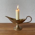 Unieke Messing Kandelaar in Aladdin Wonderlamp Stijl, Gebruikt, Brons of Koper, Ophalen of Verzenden, Kandelaar
