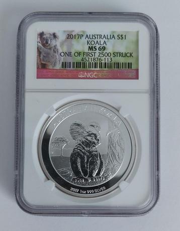 Australië Koala 2017 van 1 oz zilver in slab NGC MS69 beschikbaar voor biedingen