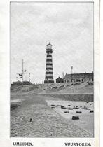 ijmuiden  vuurtoren  sign.schnabel sc  9x13cm achter blank, Verzamelen, Foto's en Prenten, Verzenden, Zo goed als nieuw, Voor 1940