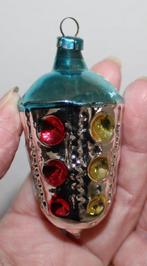 Vintage Kerstbal met bonte kleuren en deukjes, Ophalen of Verzenden, Gebruikt