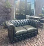 Groene 2-zits Chesterfield bank, Huis en Inrichting, Ophalen, Gebruikt, Leer