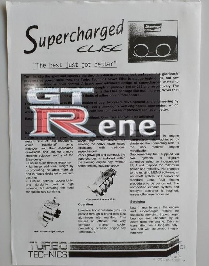 Lotus Elise K-serie S1 Turbo Technics Supercharged Folder, Boeken, Auto's | Folders en Tijdschriften, Zo goed als nieuw, Overige merken