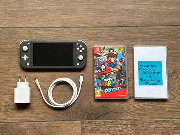Nintendo Switch Lite grijs met 2 Mario games en oplader beschikbaar voor biedingen