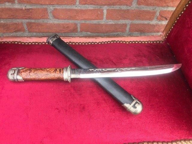 fraaie Japanse dolk/ tanto, gevleugelde draak, Verzamelen, Militaria | Algemeen, Overige soorten, Mes of Dolk, Azië, Ophalen of Verzenden