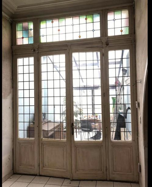 Werkelijk prachtige antieke ensuitedeuren met glas in lood, Doe-het-zelf en Verbouw, Deuren en Horren, Zo goed als nieuw, Binnendeur