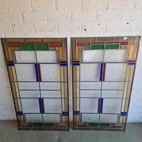 Oud glas en lood ramen 2 stuks 115,5x65,5 cm, Doe-het-zelf en Verbouw, Glas en Ramen, Zo goed als nieuw, Gevelraam of Ruit, 80 tot 120 cm