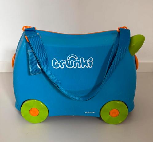 Trunki kinder koffer blauw, Sieraden, Tassen en Uiterlijk, Koffers, Zo goed als nieuw, Hard kunststof, Minder dan 50 cm, Minder dan 35 cm