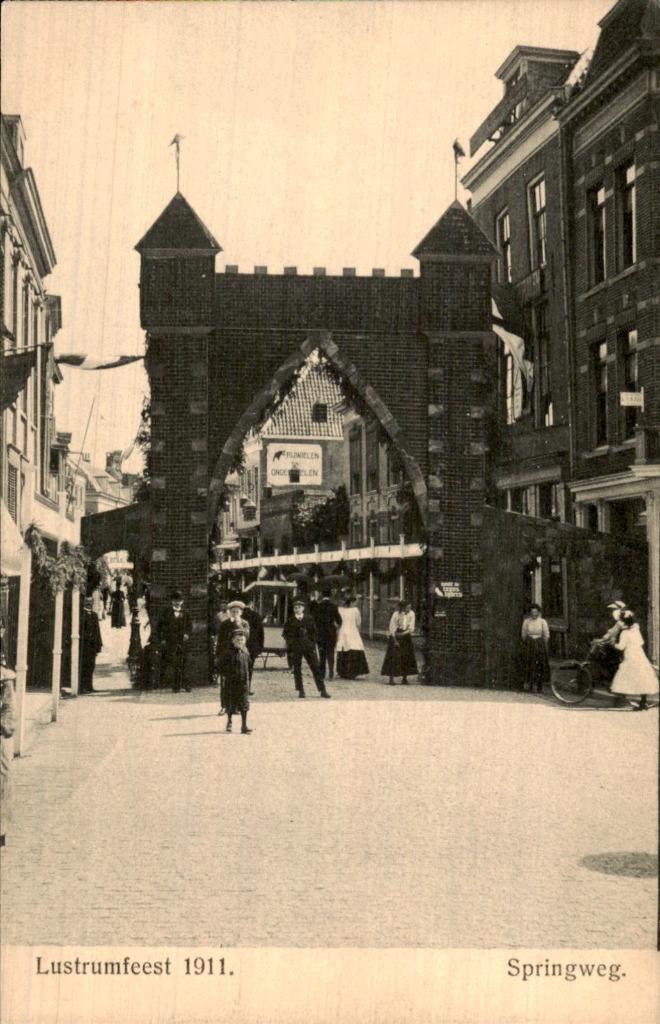 Springweg, Verzamelen, Ansichtkaarten | Nederland, Gelopen, Utrecht, Voor 1920, Ophalen of Verzenden