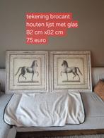Brocante Tekeningen Paarden - Set van 2, Ophalen