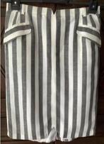 Gestreepte ecru grijze rok; 44; Geissler; taille 45 cm, Maat 42/44 (L), Ophalen of Verzenden, Zo goed als nieuw, Grijs