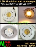 LED MINI Inbouwspot Plafondspot COB 3W warmwit - M10 - NDB, LEDinbouwspot, Led, Metaal of Aluminium, Nieuw