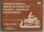 Honda PA50 Instructieboek 1981 (6220z), Verzenden