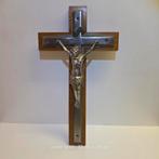 Zwaar Kruis met Zilveren Jezus Figuur, Antiek en Kunst, Antiek | Religie, Ophalen of Verzenden