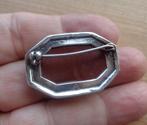 zilveren Art Deco broche met carneool [944], Sieraden, Tassen en Uiterlijk, Broches, Minder dan 4 cm, Zo goed als nieuw, Zilver