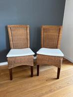 STOELEN SET 2x riet met kussens, Huis en Inrichting, Ophalen, Gebruikt, Twee, Bruin