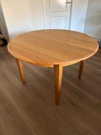uitschuifbare licht-eiken ronde tafel, Huis en Inrichting, Tafels | Eettafels, Ophalen, Gebruikt, Vijf personen of meer, 100 tot 150 cm