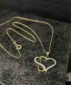 14 karaats gouden ketting met hart en infinity