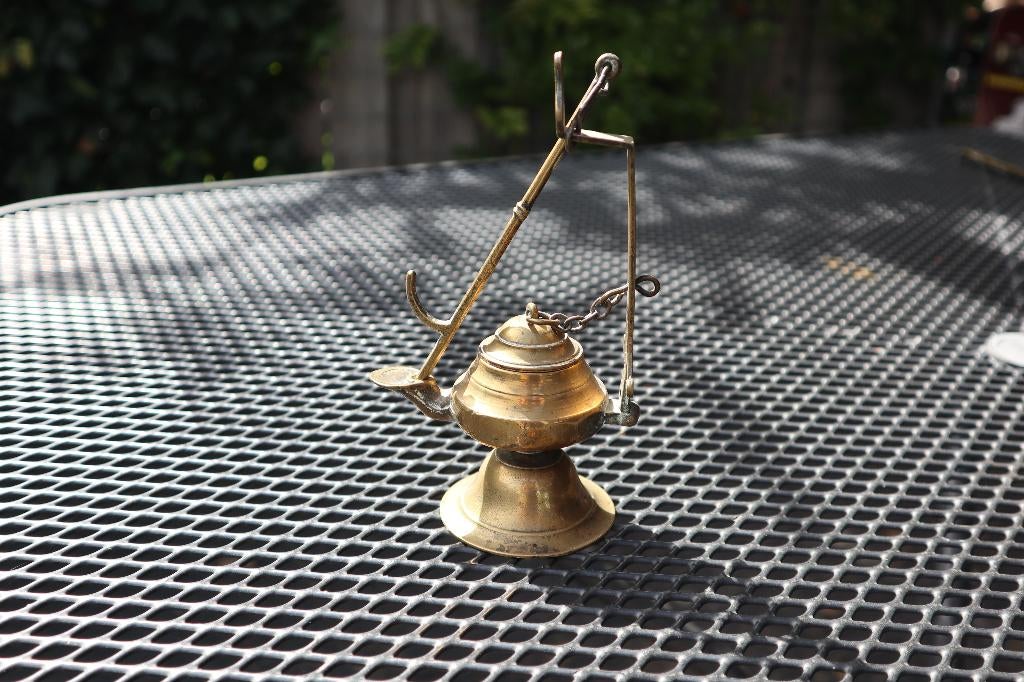koperen lampje kannetje olielampje potje koper, Antiek en Kunst, Antiek | Koper en Brons, Ophalen of Verzenden, Koper