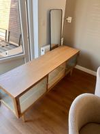 Tv-meubel hout/glas, Ophalen, Eikenhout, 150 tot 200 cm, Zo goed als nieuw
