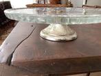 Antiek kristallen taartplateau op silverplated voet, Ophalen of Verzenden
