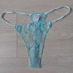 String doorschijnend blauw kant 44 46 sexy kanten lingerie, Ophalen of Verzenden, Blauw, String