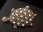 Schildpad broche bezet met strass (7177-3167), Sieraden, Tassen en Uiterlijk, Broches, Ophalen, Zo goed als nieuw, Overige materialen