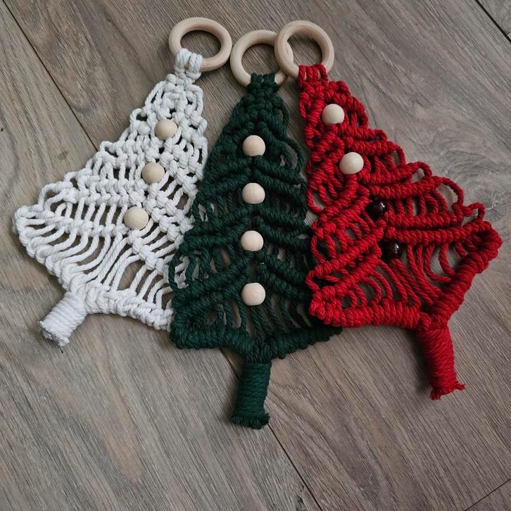 Macramé Kerstbomen Set - Handgemaakt, Huis en Inrichting, Woonaccessoires | Kransen, Nieuw, Ophalen of Verzenden