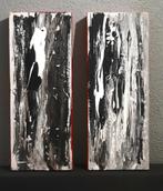 berken abstracte schilderíjen reliëf  3d canvas zwartwit, Verzenden