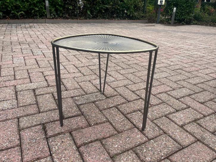 2 metalen bijzettafels (antraciet met bronskleurig), Huis en Inrichting, Tafels | Bijzettafels, Zo goed als nieuw, Overige vormen