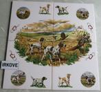 POLYCHROOM TEGEL TABLEAU * JACHTHONDEN * 4 Stuks *, Antiek en Kunst, Verzenden